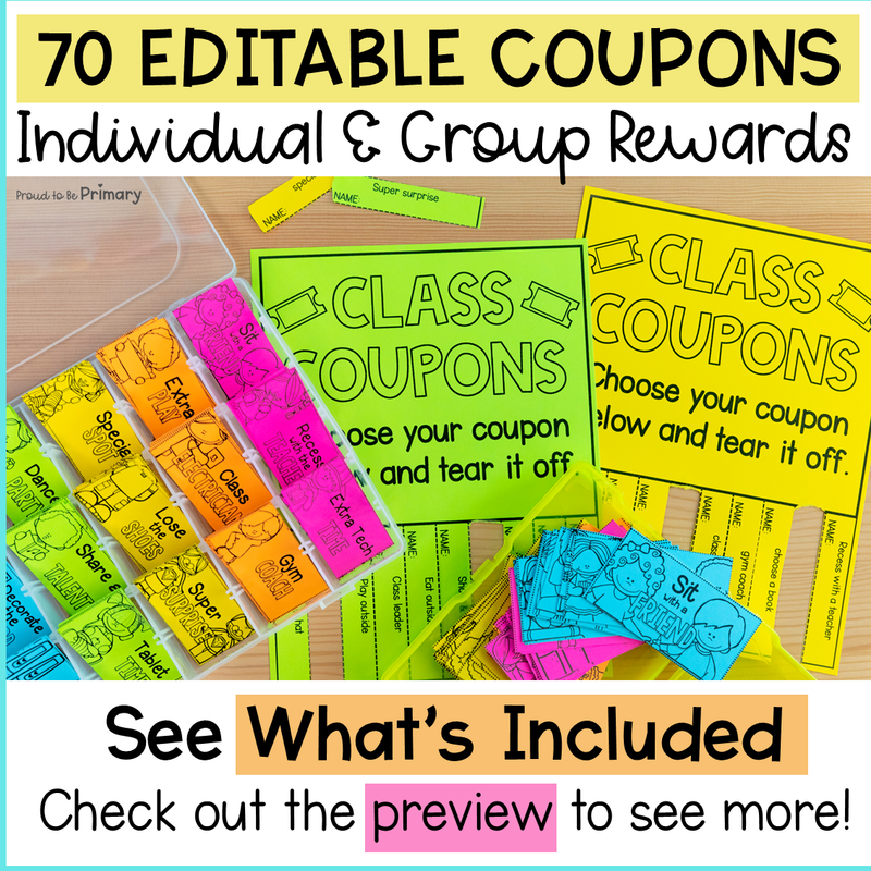 Student & Class Reward Coupons EDITABLE - Classroom Management