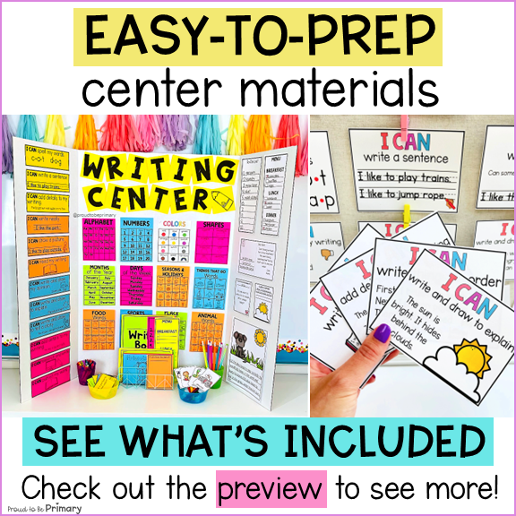 Vocabulary Cards for Kindergarten, 1st, 2nd grade Writing Center & Wor –  Proud to be Primary