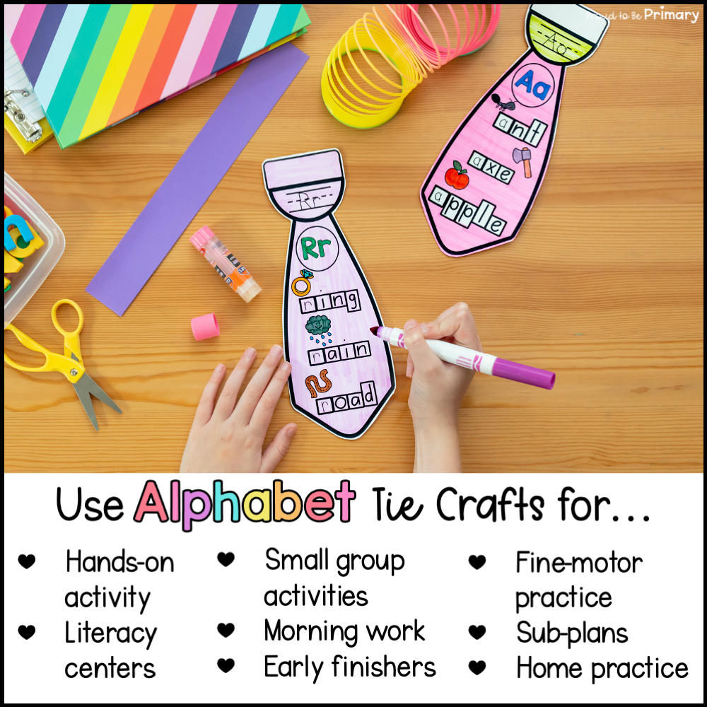 Alphabet Letter Tie Craft - Literacy Center - Small Group Activities