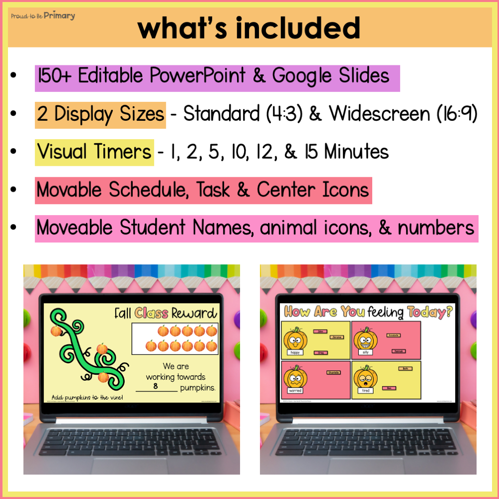 Fall Morning Slides Small Group Center Rotation Editable Daily Visual Schedule