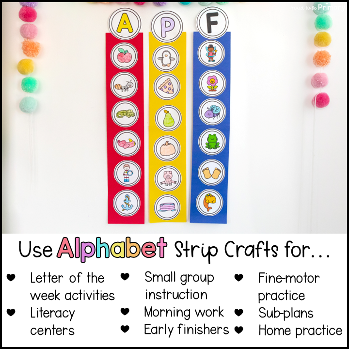 Alphabet Letter Sounds Strip Crafts - Literacy Center - Small Group Activities