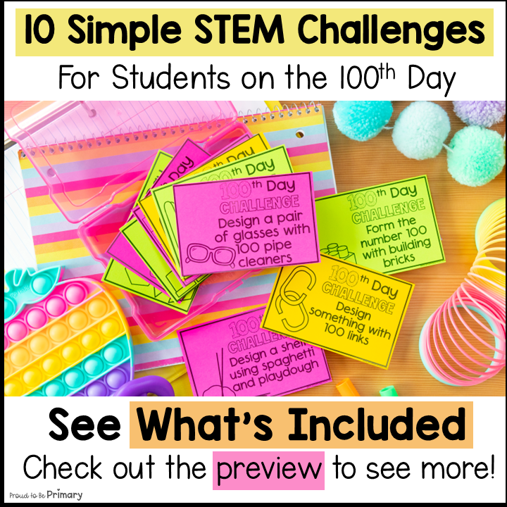 100 Days of School STEM Activities Project 100th Day STEM Math Science Stations