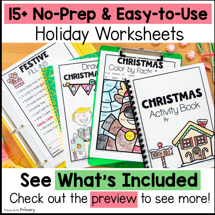 Christmas Coloring Sheets Word Search Morning Work Activity Pages Fun Packet