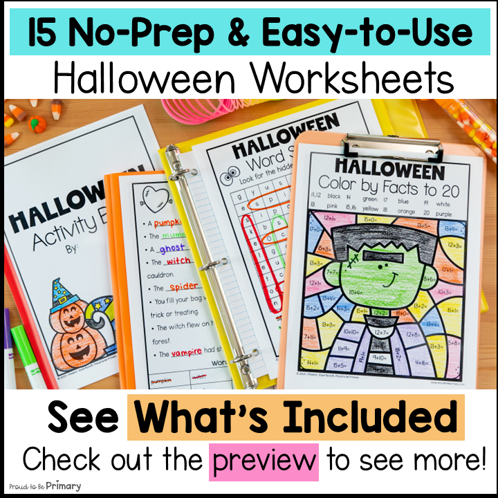 Fun Halloween Coloring Sheets Word Search Color by Number Code Activities Packet