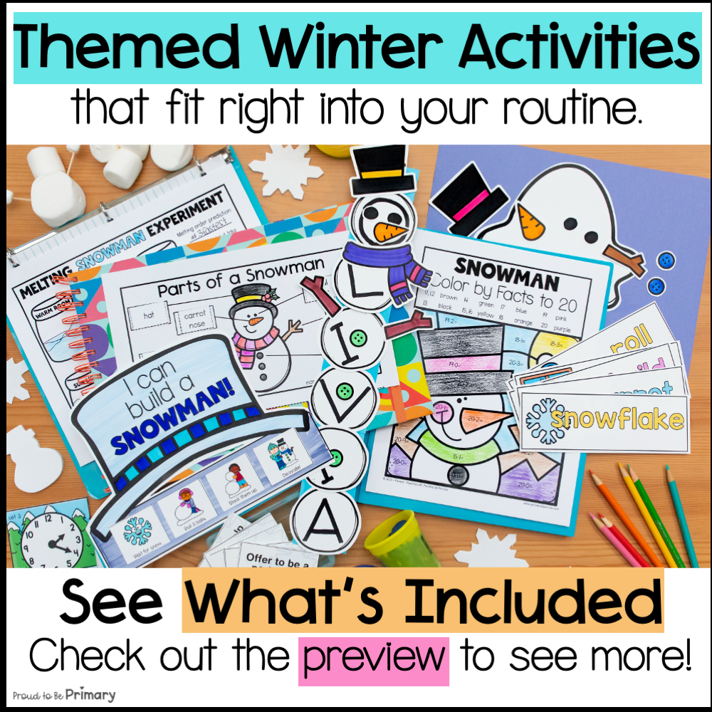 Sneezy the Snowman Name Soup Craft Template Math Roll How to Build a Snowman