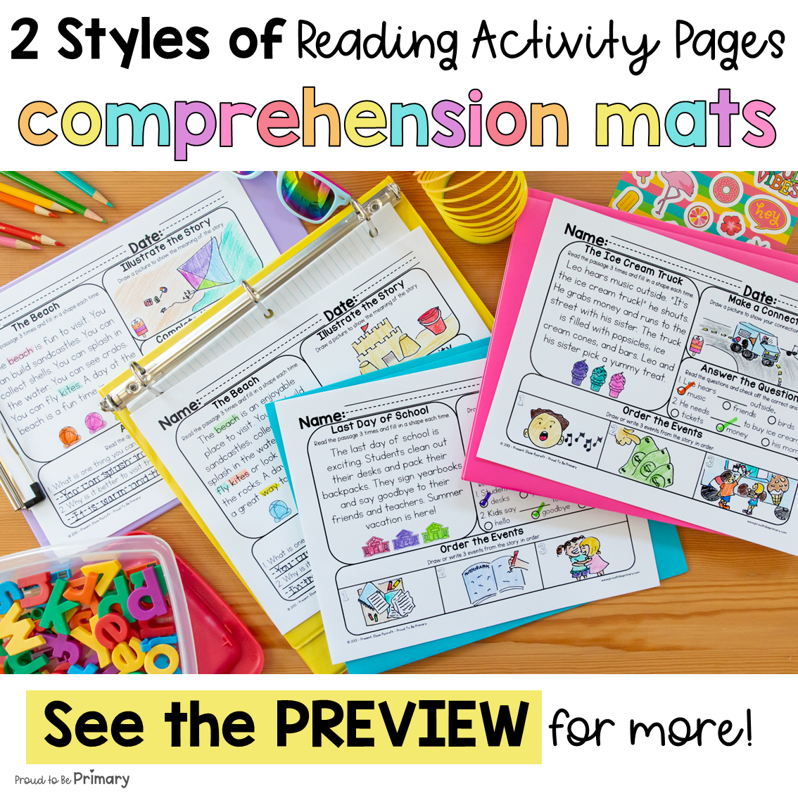 June End of Year Morning Work Reading Comprehension Passages Questions Worksheet