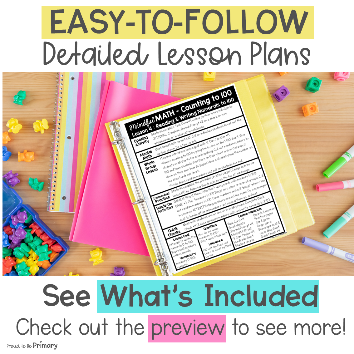 Kindergarten Math Counting Numbers to 100 Lessons Activities 100th Day of School Skip Counting