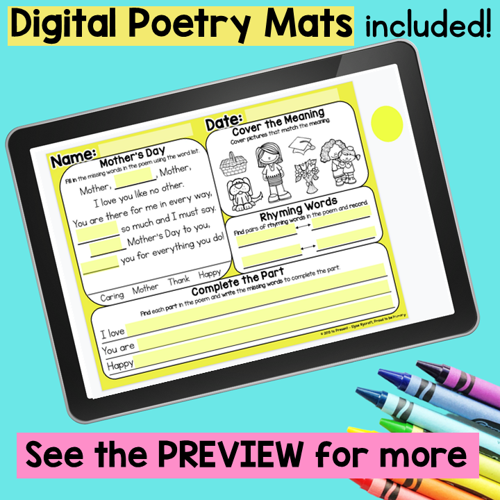 May Spring Mother's Day Poems Poetry Reading Comprehension Morning Work