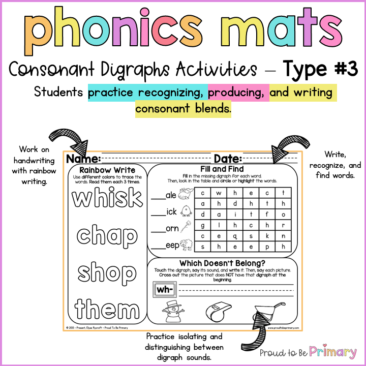 Consonant Digraphs Worksheets & Fluency Passages - Phonics & SOR Activities