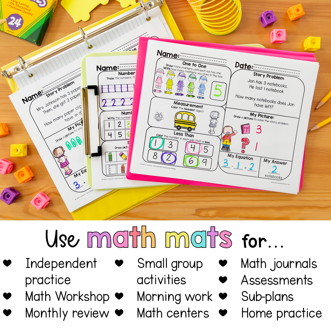 Kindergarten Math Worksheet Spiral Review Packet Activities - Math Word Problems
