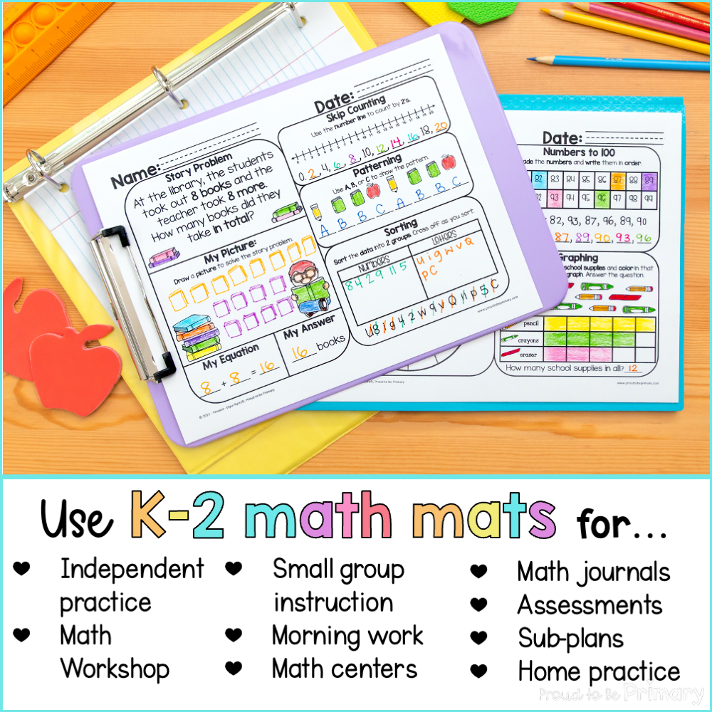 Kindergarten 1st 2nd Grade Math Word Problems Worksheets Spiral Review Packet