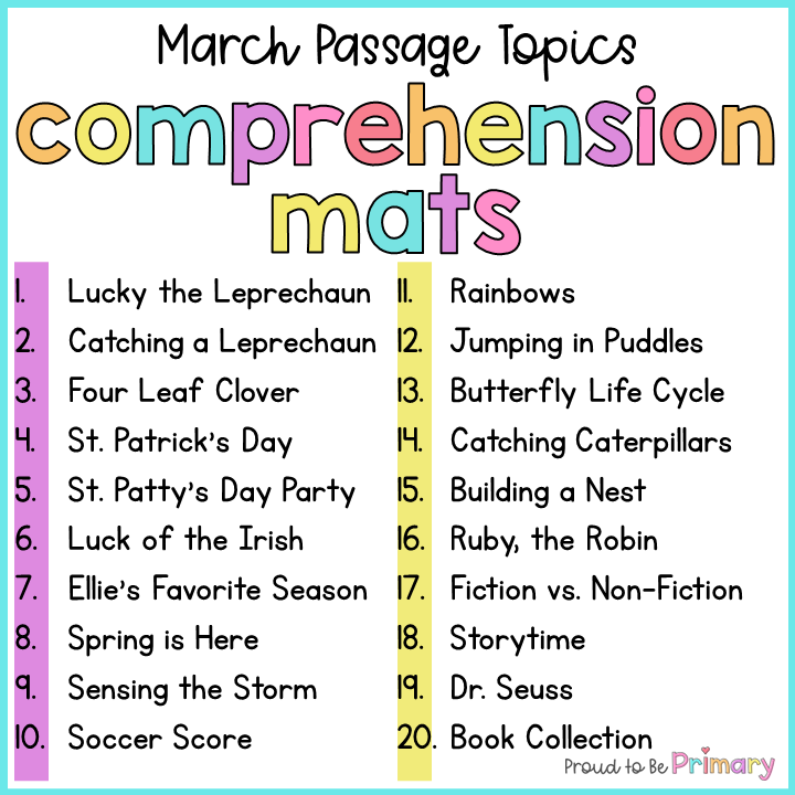 March Reading Comprehension Passages