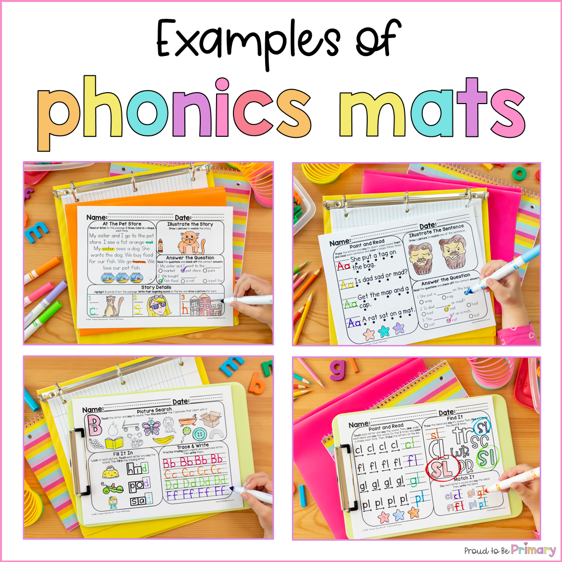 Phonics Activities Bundle - Silent E, Syllables, CVCe, Rhyming, Blends Worksheets