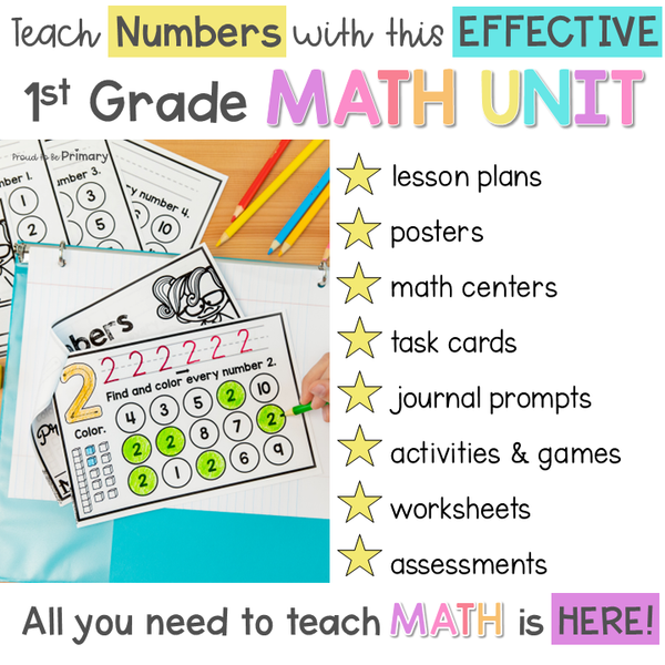 Grade 1 Math Numbers to 20 Unit - First Grade Math Centers, Lessons