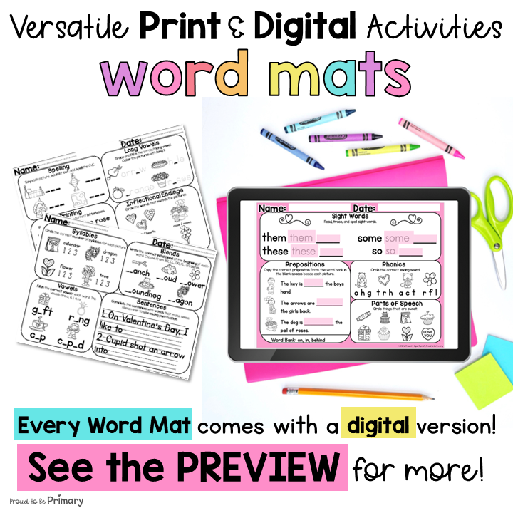 February Worksheets Activity Packet - Early Finisher No-Prep Valentine Word Work