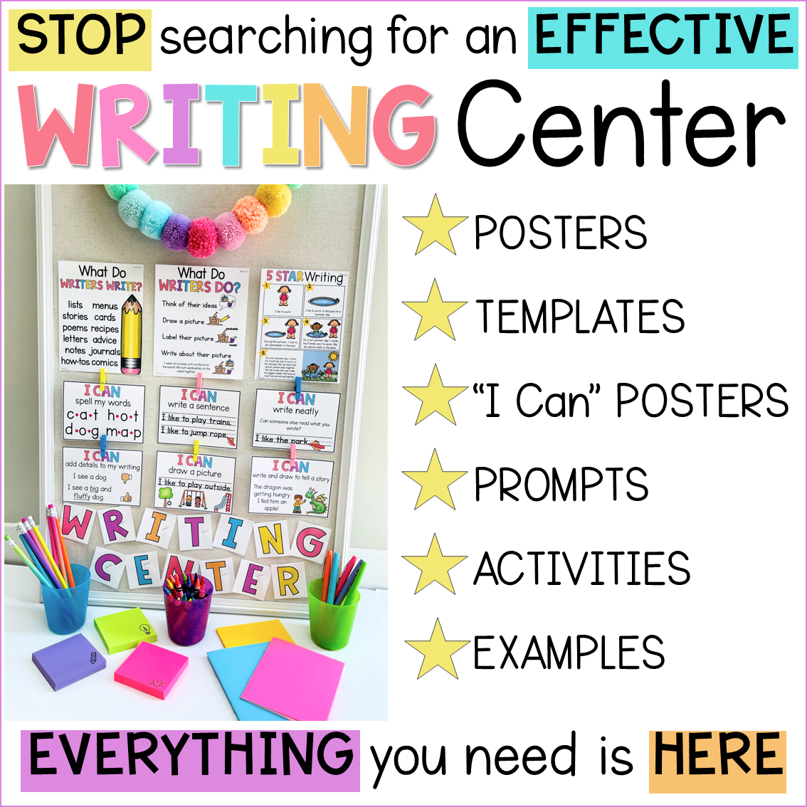 Writing Prompts, Activities, Paper, Posters, Practice Journal for Writing Center - Narrative Opinion Journal Prompts