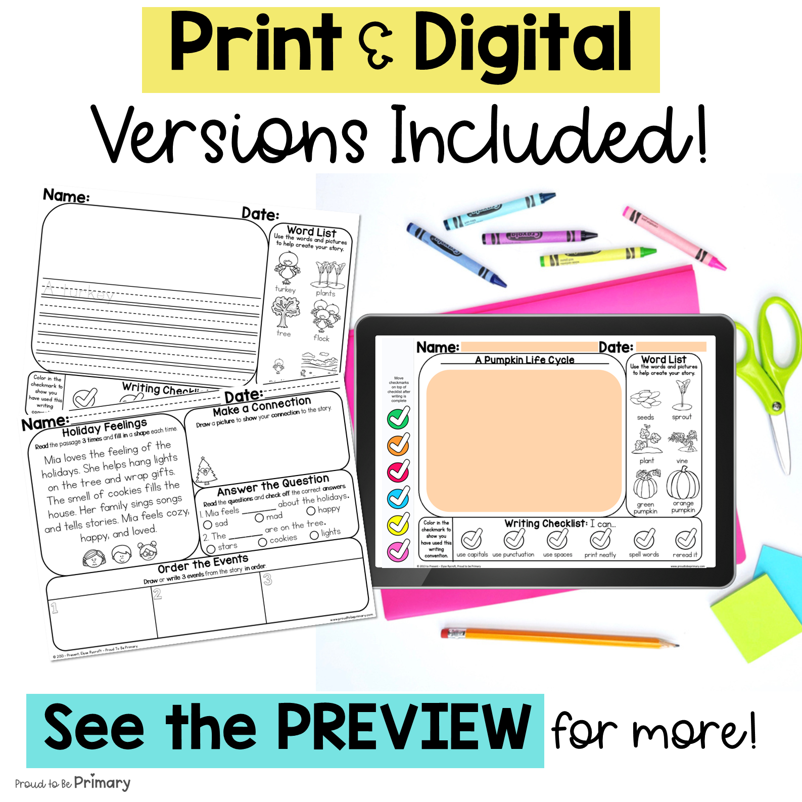 Monthly Writing Paper With Picture Box Writing Prompts 1st Grade Reading Passage