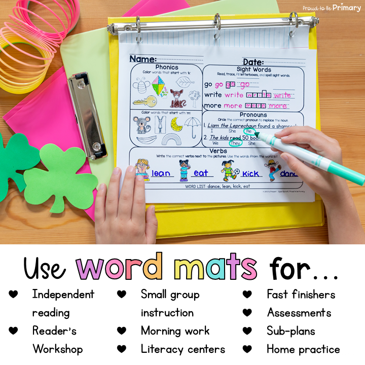 March St. Patty's Day Morning Word Work Worksheets & Literacy Center Activities