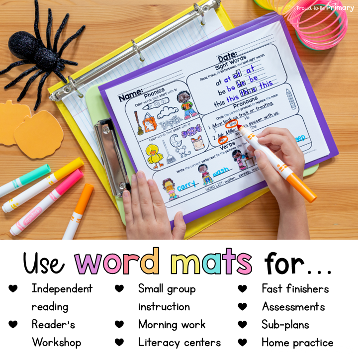 Fall October Halloween Morning Word Work Activities, Literacy Center Worksheets