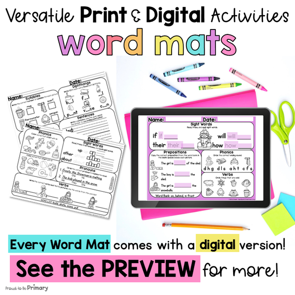 Winter Word Work Activities for January & New Years - Literacy Center