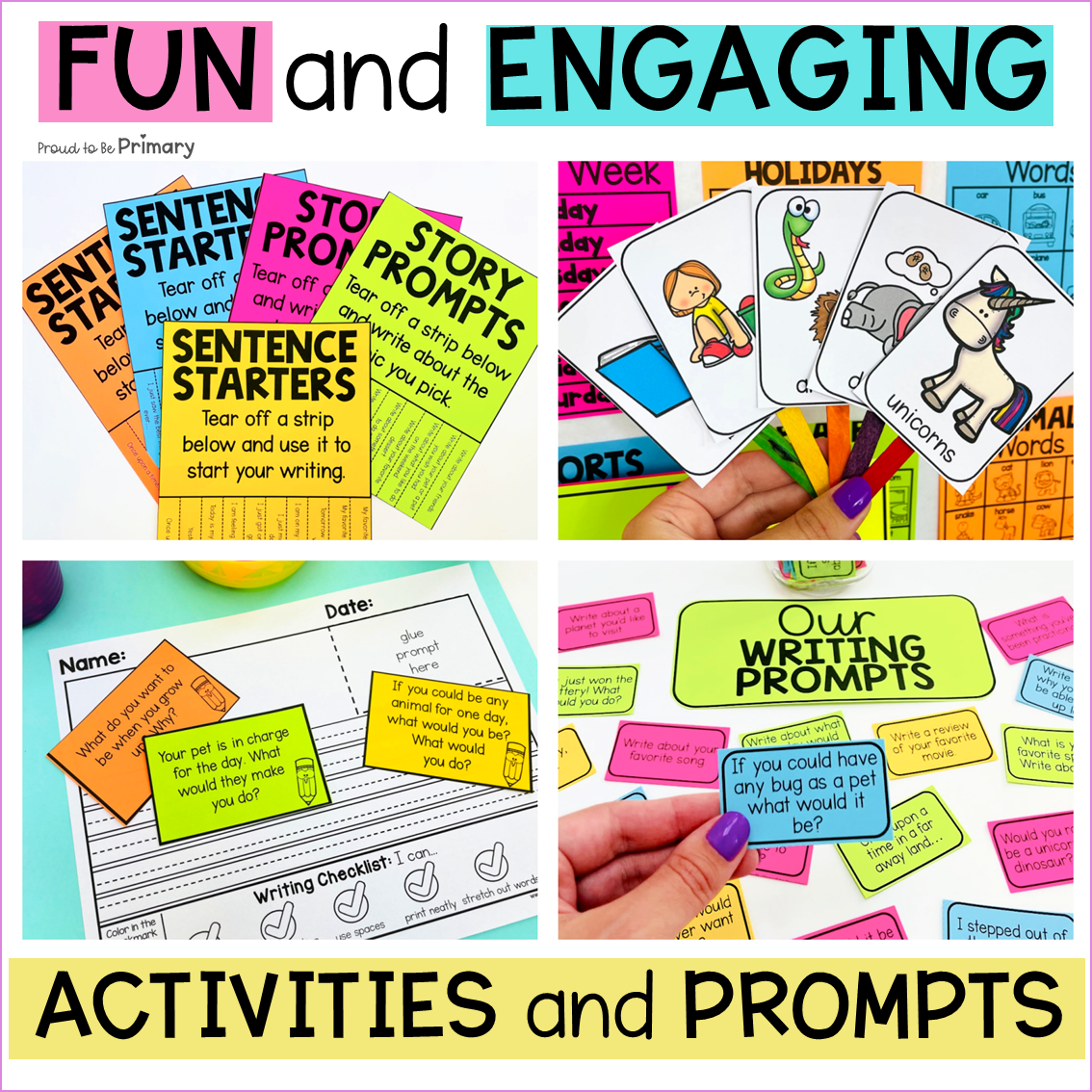 Writing Prompts, Activities, Paper, Posters, Practice Journal for Writing Center - Narrative Opinion Journal Prompts