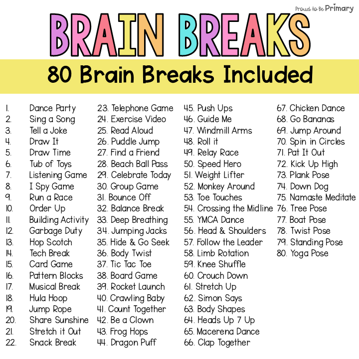 Brain Breaks & Movement Activity Cards - Group Games, Exercises, & Transitions