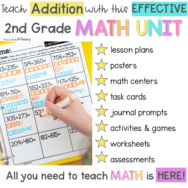 Three-Digit Addition Math Unit for Second Grade