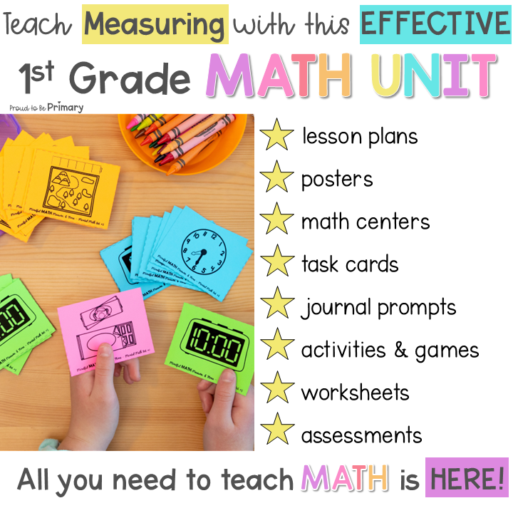 1st Grade 1 Measurement & Telling Time Math Centers Worksheets Activities Games