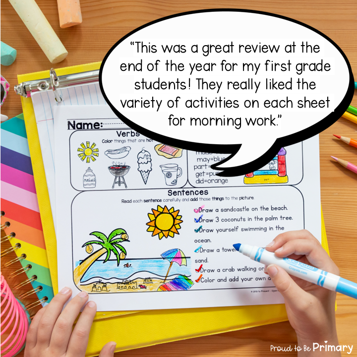 June End of Year Morning Work - Summer Word Work Packet & Fun Worksheets No-Prep