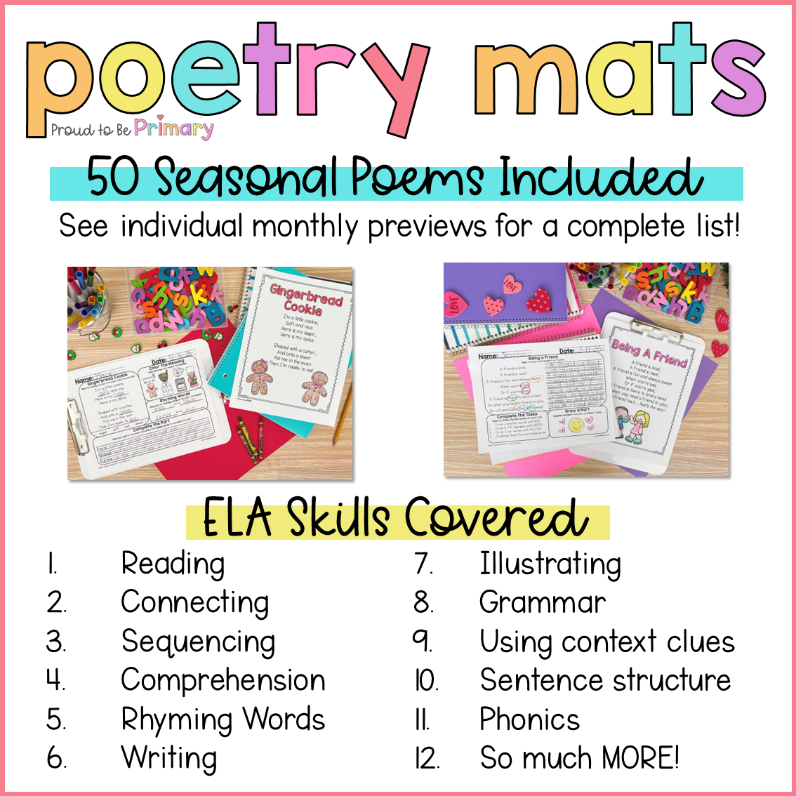 Poetry Reading Comprehension and Questions - Poem Fluency Practice Worksheets