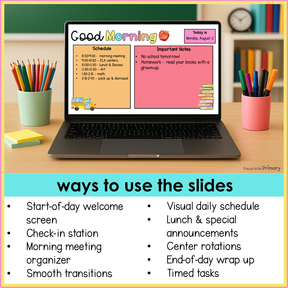 Daily Morning Routine Welcome Slides Visual Class Schedule Template Editable