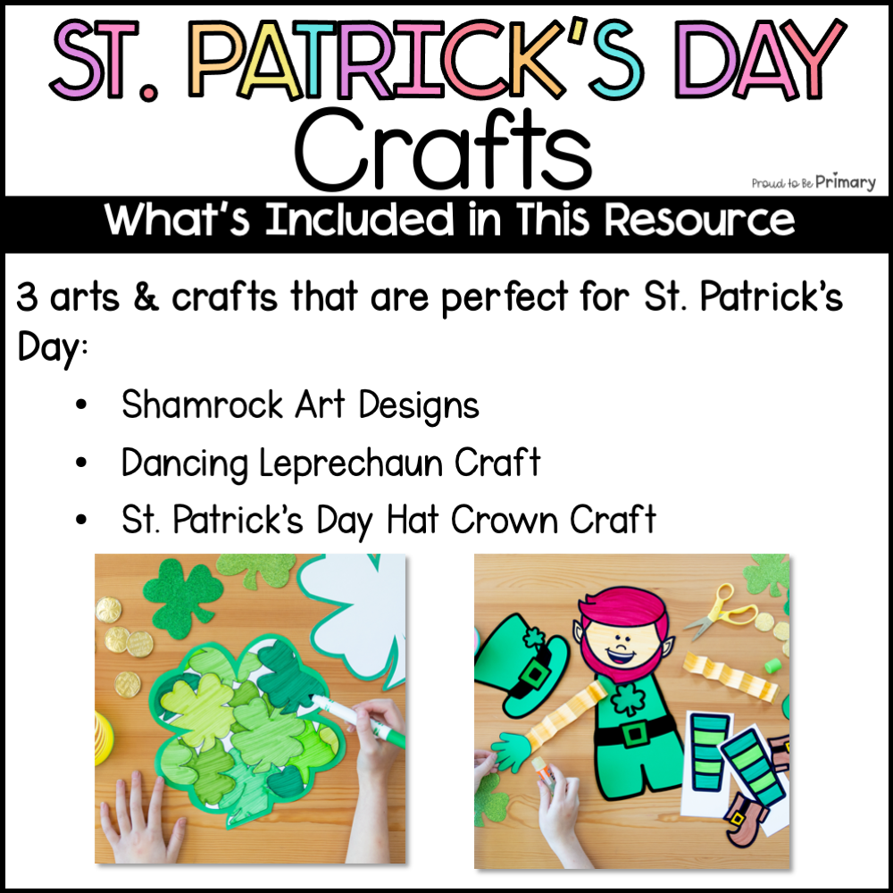 St. Patrick's Day Crafts Coloring Leprechaun Art Pot of Gold Craft St Patty