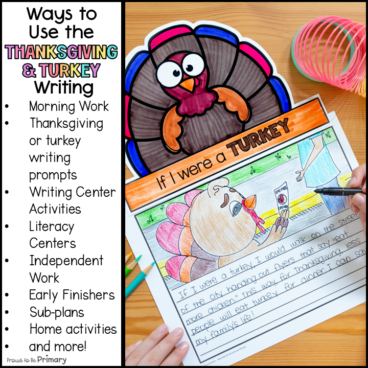 How to Catch Cook a Turkey Writing Paper Thanksgiving Placemat I am Thankful for