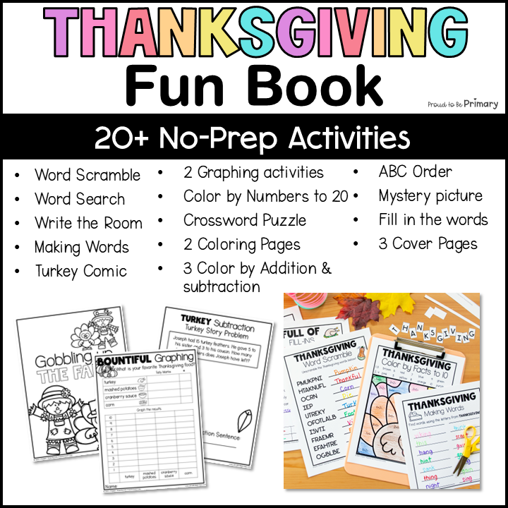 Thanksgiving Fun Activity Packet Turkey Worksheets Coloring Page Color By Number