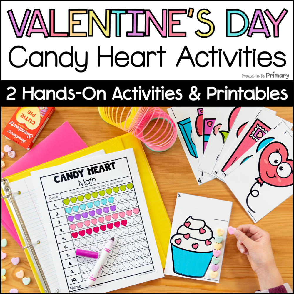 Valentine's Day Candy Heart Activities- Math STEM Experiment Conversation Hearts