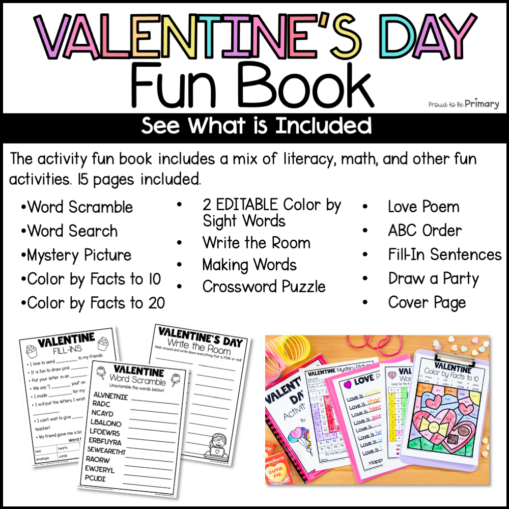 Valentine's Day Activities Worksheets Word Search Coloring Pages Exercises