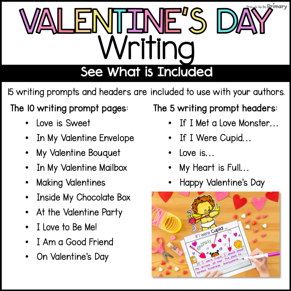 Valentine's Day Writing Love Monster Prompt Heart Writing Paper Valentine Crafts