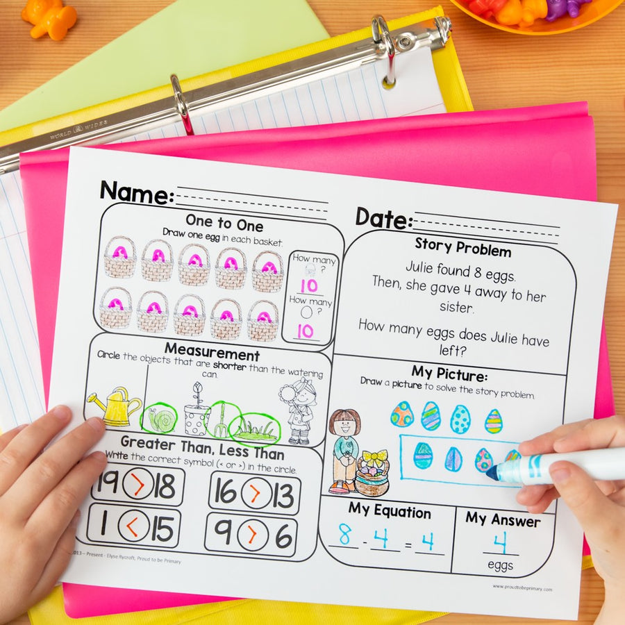 April Spring Kindergarten Math Activities Worksheets Packet Easter Wor
