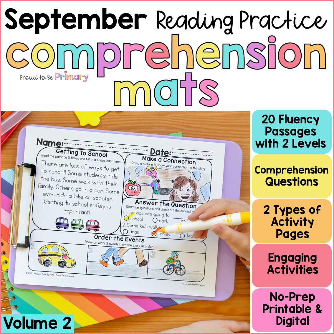 September Morning Work Reading Comprehension Passages Questions Worksheets