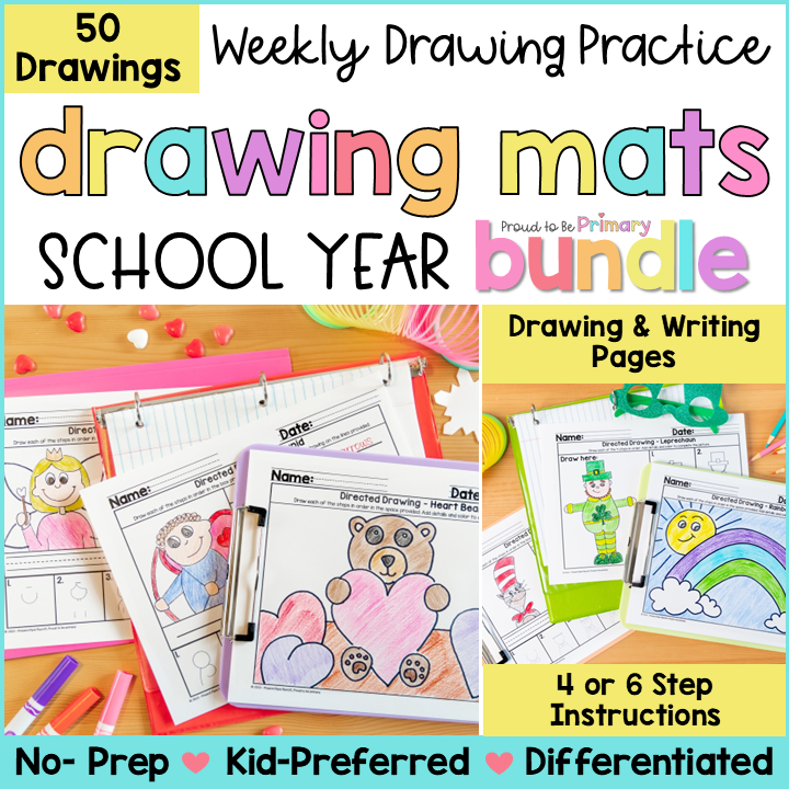 Directed Drawing Art & Writing Activities Bundle + Free Calendar