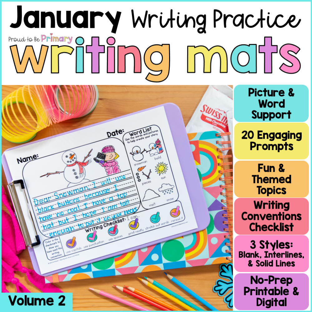 January New Years Winter Writing Center Prompts Paper Journal Fun Activities