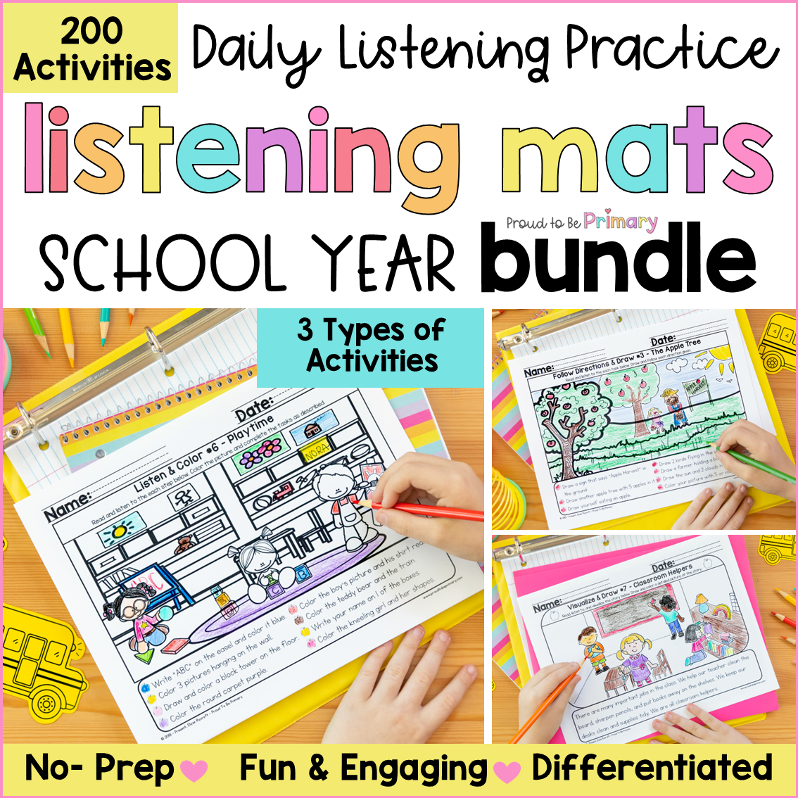 Following Directions Activity Listening Comprehension Listen Color Read & Draw