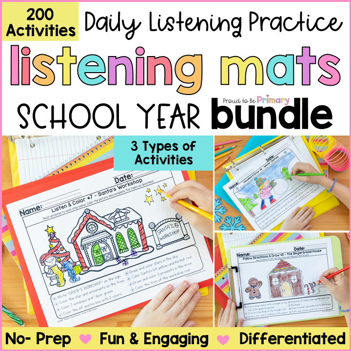 Following Directions Activity Listening Comprehension Listen Color Read & Draw