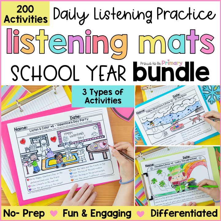 Following Directions Activity Listening Comprehension Listen Color Read & Draw