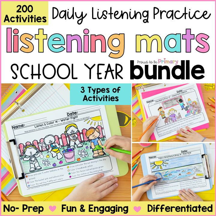 Following Directions Activity Listening Comprehension Listen Color Read & Draw