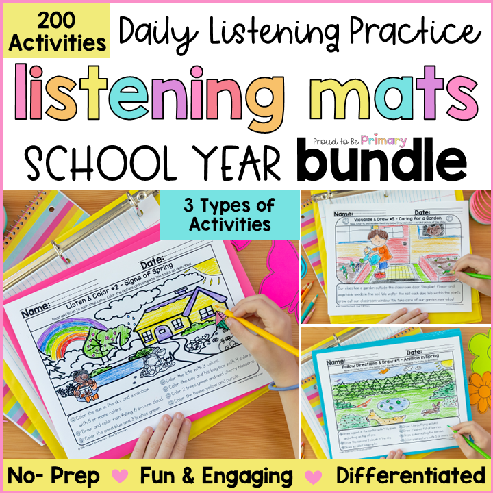 Following Directions Activity Listening Comprehension Listen Color Read & Draw