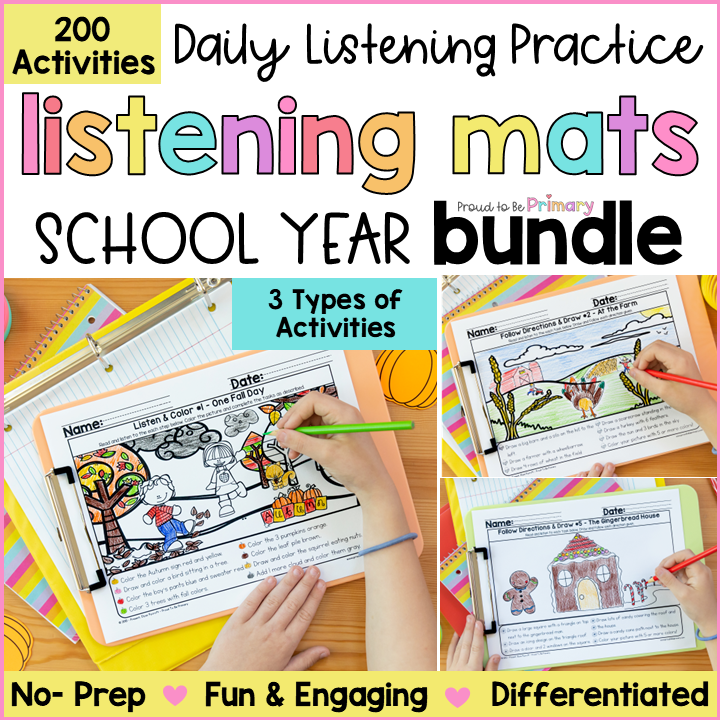 Following Directions Activity Listening Comprehension Listen Color Read & Draw