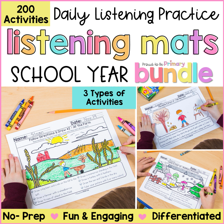Following Directions Activity Listening Comprehension Listen Color Read & Draw