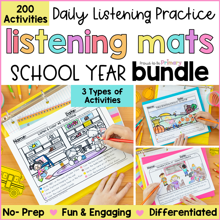 Following Directions Activity Listening Comprehension Listen Color Read & Draw