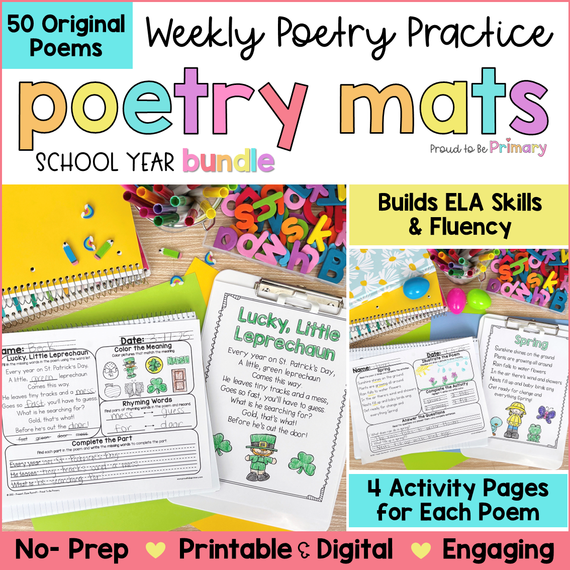 Poetry Reading Comprehension and Questions - Poem Fluency Practice Worksheets